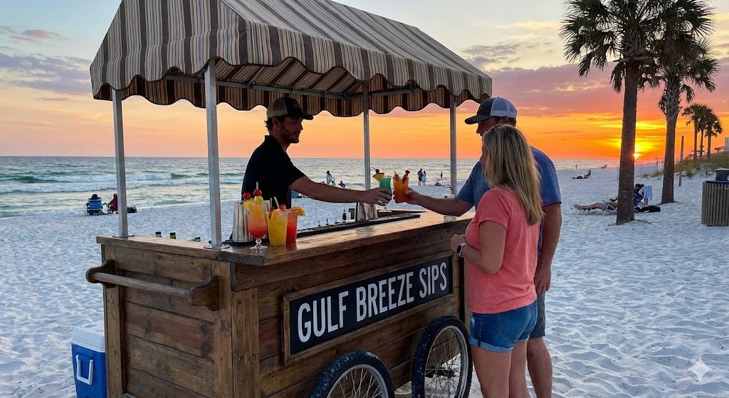 Beach bar at sunset